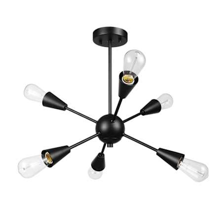 Bellevue Barrage 6 Light 19" Wide Semi-Flush Ceiling Fixture Matte Black