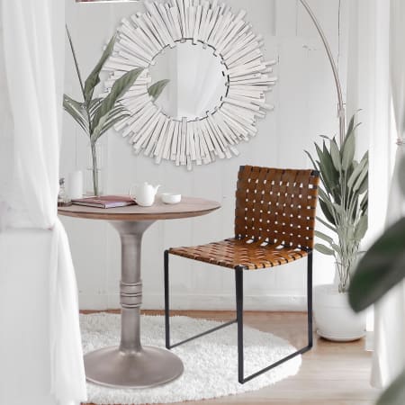 Bellevue Aquileia 30" Diameter Wood Top Metal Bistro Table Natural / Silver
