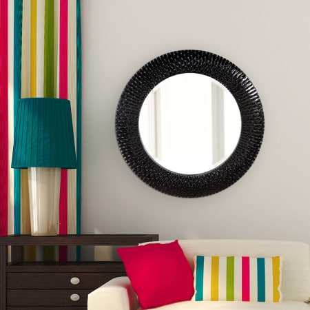 Bellevue Gizela 32" Diameter Circular Framed Bathroom Mirror Black