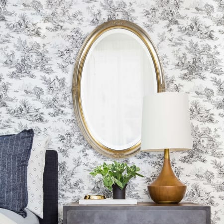 Bellevue Carlton 21" W x 31-1/2" H Oval Framed Bathroom Mirror Silver Leaf