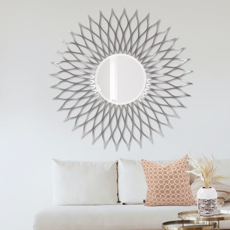 Bellevue 50" Diameter Floral / Sunburst Bathroom Mirror Silver