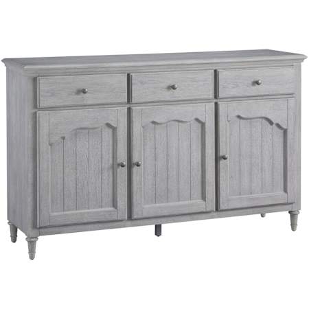 Bellevue Pulaski Accents 62" Wide Hickory Wood Sideboard with Adjustable Shelves Light Grey