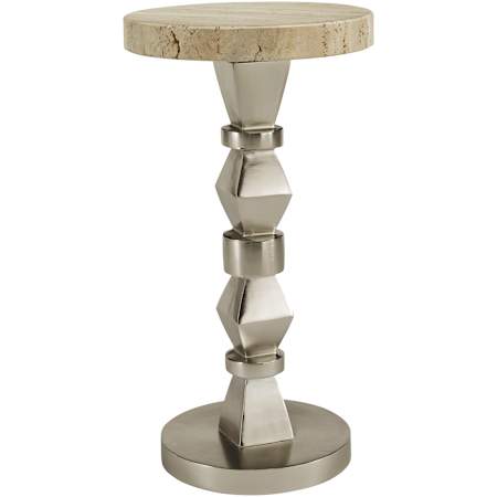 Bellevue Pulaski Accents 12" Diameter Aluminum and Marble Table Marble / Metal