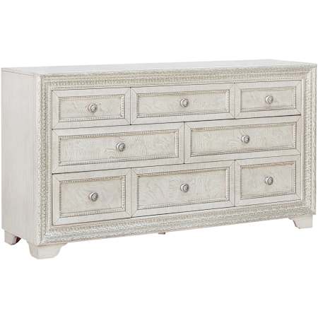 Bellevue Camila 70" Wide 8 Drawer Ash and Rubberwood Dresser Cream
