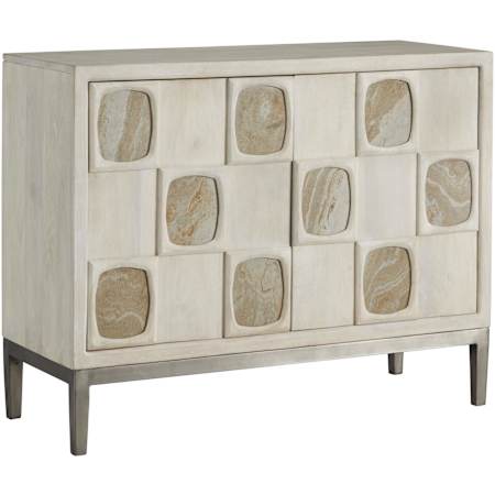 Bellevue Pulaski Accents 46" Wide 2 Door Solid Hardwood and Veneer Accent Cabinet with Slate Accents Light Wood
