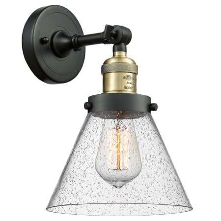 Bellevue Walter 8" Wide Bathroom Sconce with Clear Seedy Glass Shade Black Antique Brass