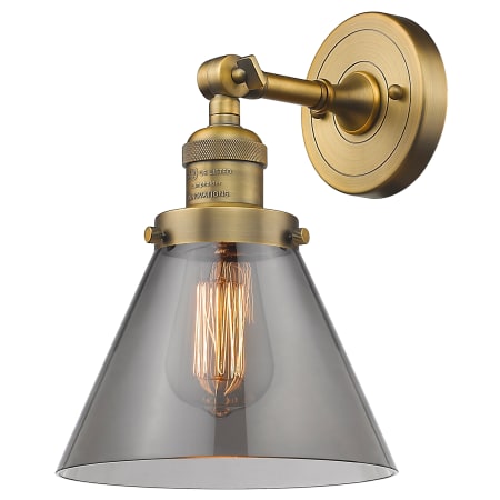 Bellevue Walter 8" Wide Bathroom Sconce with Smoked Glass Shade Brushed Brass