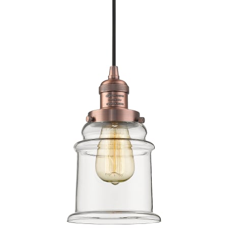 Bellevue Louise 6" Wide Mini Pendant with Clear Glass Shade Antique Copper