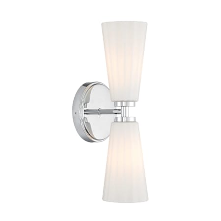 Bellevue 2 Light 15" Tall Bathroom Sconce with Fluted Glass Shades Chrome