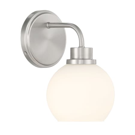 Bellevue 10" Tall Bathroom Sconce with Opal Glass Shade Brushed Nickel