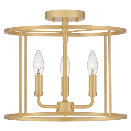 Bellevue Della 3 Light 14" Wide Semi-Flush Ceiling Fixture Aged Brass