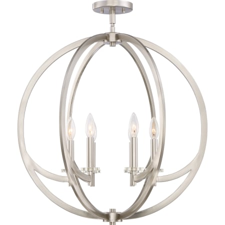 Bellevue Platte 6 Light 24" Wide Semi-Flush Ceiling Fixture Brushed Nickel