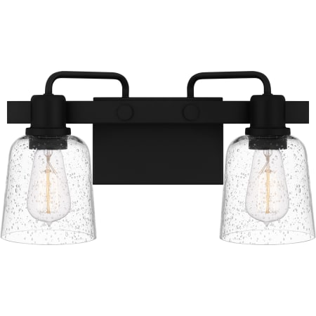 Bellevue Ramesses 2 Light 16" Wide Vanity Light with Seedy Glass Shades Matte Black