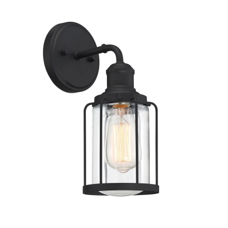 Bellevue Duplin 13" Tall Bathroom Sconce with Clear Glass Shade Earth Black
