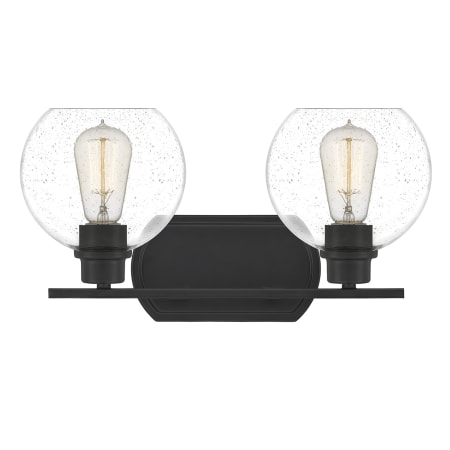 Bellevue Gentry 2 Light 17" Wide Bathroom Vanity Light with Seedy Glass Shades Matte Black