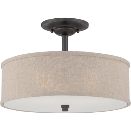 Bellevue Somerset 3 Light 17" Wide Semi-Flush Ceiling Fixture with Fabric Shade Mottled Cocoa