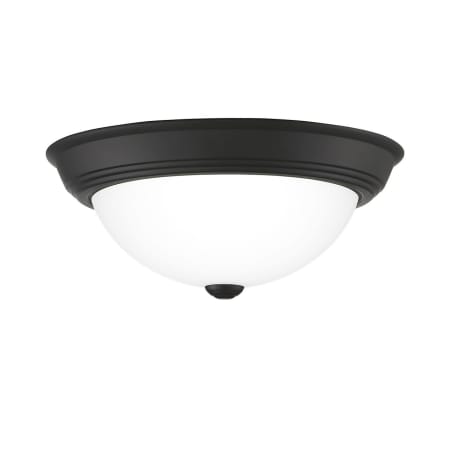 Bellevue Hidalgo 2 Light 13" Wide Flush Mount Bowl Ceiling Fixture with Frosted Glass Shade Matte Black