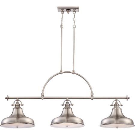 Bellevue Hamblen 3 Light 52-1/2" Wide Linear Chandelier with Metal Warehouse Shades Brushed Nickel
