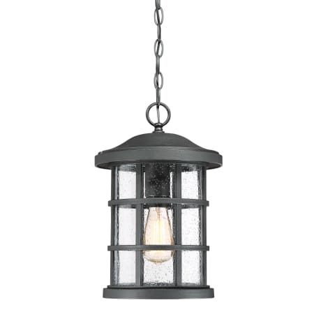Bellevue Halifax Single Light 10" Wide Outdoor Lantern Style Pendant with Seedy Glass Shade Earth Black