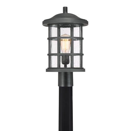 Bellevue Halifax Single Light 17" Tall Outdoor Lantern Style Post Light with Seedy Glass Shade Earth Black