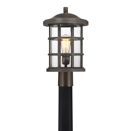 Bellevue Halifax Single Light 17" Tall Outdoor Lantern Style Post Light with Seedy Glass Shade Palladian Bronze