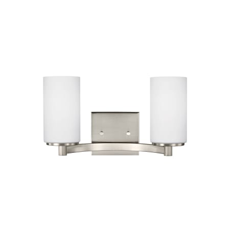 Bellevue Hamel 2 Light 14" Wide Vanity Light with Etched Glass Shade Brushed Nickel