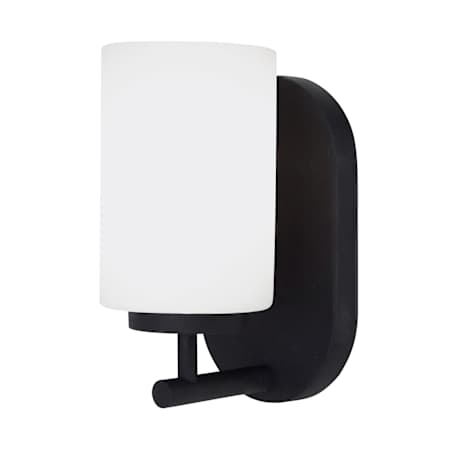 Bellevue Pope Single Light 5" Wide Bathroom Sconce with Cased Opal Etched Shade Blacksmith