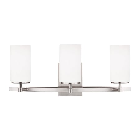 Bellevue Kenney 3 Light 22" Wide Vanity Light with Etched Glass Shade Brushed Nickel