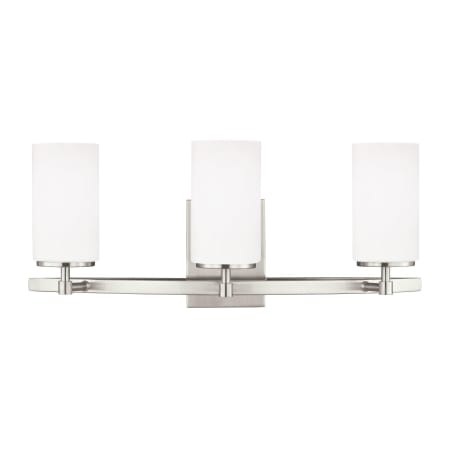 Bellevue Kenney 3 Light 22" Wide LED Vanity Light with Etched White Shade Brushed Nickel