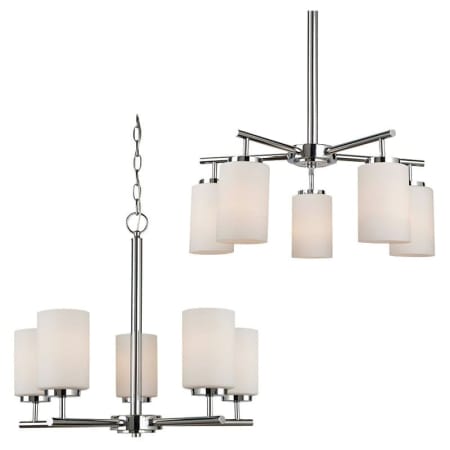 Bellevue Pope 5 Light 24" Wide Pillar Candle Shaded Chandelier with Etched Glass Shade Chrome