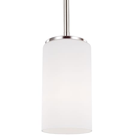 Bellevue Kenney Single Light 4" Wide Mini Pendant with Etched Glass Shade Brushed Nickel
