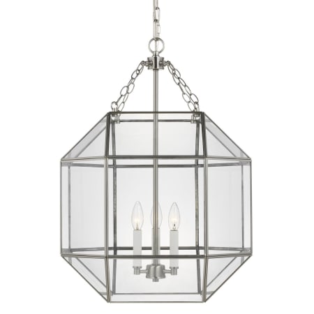 Bellevue Aveyron 3 Light 19" Wide Taper Candle Pendant with Clear Glass Shade Brushed Nickel