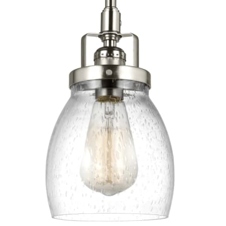 Bellevue Will Single Light 5" Wide Mini Pendant with Seeded Glass Shade Brushed Nickel