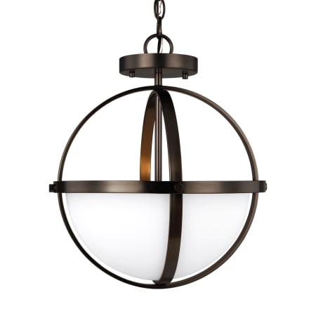 Bellevue Kenney 2 Light 14" Wide Full Sized Pendant Converts to Semi-Flush with Etched Glass Shade Brushed Oil Rubbed Bronze