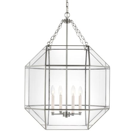 Bellevue Aveyron 4 Light 23" Wide Taper Candle Pendant with Clear Glass Shade Brushed Nickel