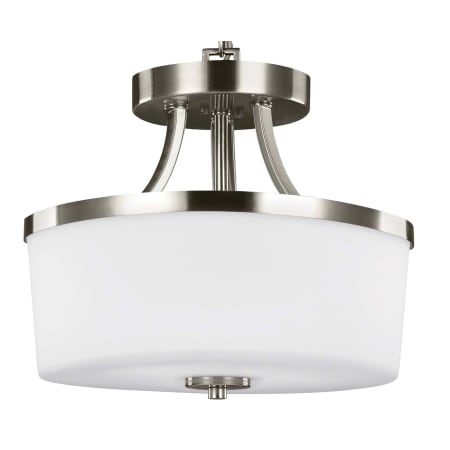 Bellevue Hamel 2 Light 13" Wide Full Sized Pendant Converts to Semi-Flush with Etched Glass Shade Brushed Nickel