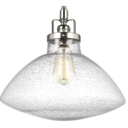 Bellevue Will Single Light 13" Wide Full Sized Pendant with Seeded Glass Shade Brushed Nickel