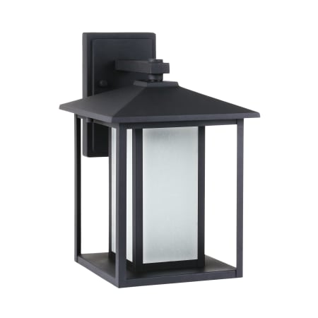 Bellevue Crawford Single Light 14" Tall Outdoor Wall Sconce with Etched Glass Shade Black