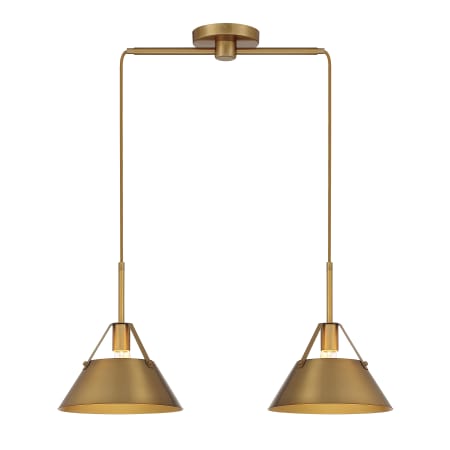 Bellevue 2 Light 29" Wide Linear Chandelier Natural Brass