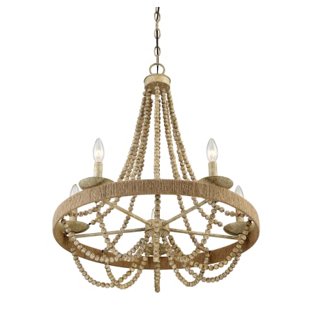 Bellevue 5 Light 26" Wide Beaded Chandelier Natural Wood / Rope