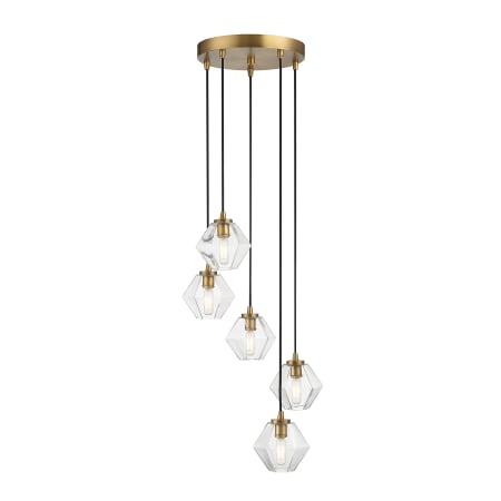 Bellevue 5 Light 16" Wide Multi Light Pendant Natural Brass