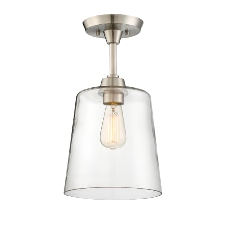 Bellevue Single Light 10" Wide Semi-Flush Ceiling Fixture Brushed Nickel