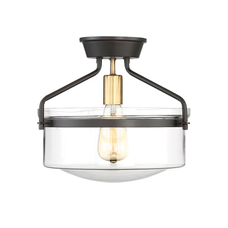 Bellevue Single Light 13" Wide Semi-Flush Bowl Ceiling Fixture Oiled Rubbed Bronze / Brass