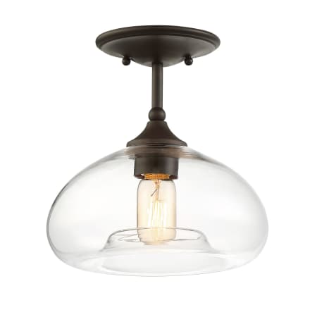 Bellevue Single Light 11" Wide Semi-Flush Ceiling Fixture Oil Rubbed Bronze