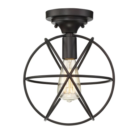 Bellevue Single Light 10" Wide Semi-Flush Globe Ceiling Fixture Oil Rubbed Bronze