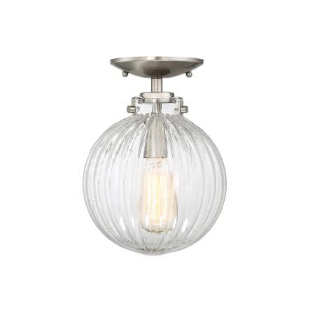 Bellevue Single Light 8" Wide Semi-Flush Globe Ceiling Fixture Brushed Nickel