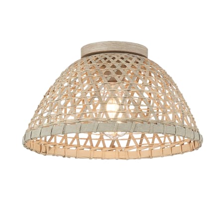 Bellevue 13" Wide Flush Mount Ceiling Fixture Matte Black and Natural Rattan