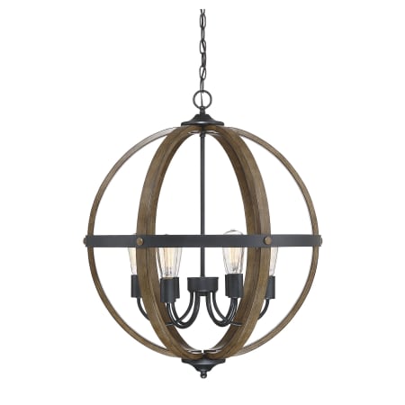 Bellevue 6 Light 24" Wide Chandelier Wood / Black