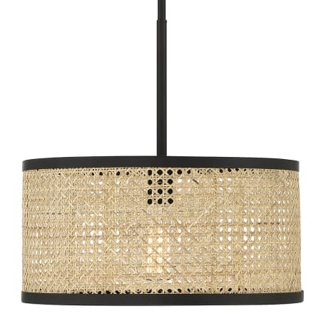 Bellevue 16" Wide Pendant Natural Cane / Matte Black