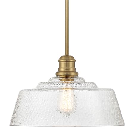 Bellevue 15" Wide Pendant with Hammered Glass Shade Natural Brass